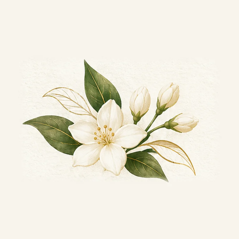 Mogra botanical fragrance illustration